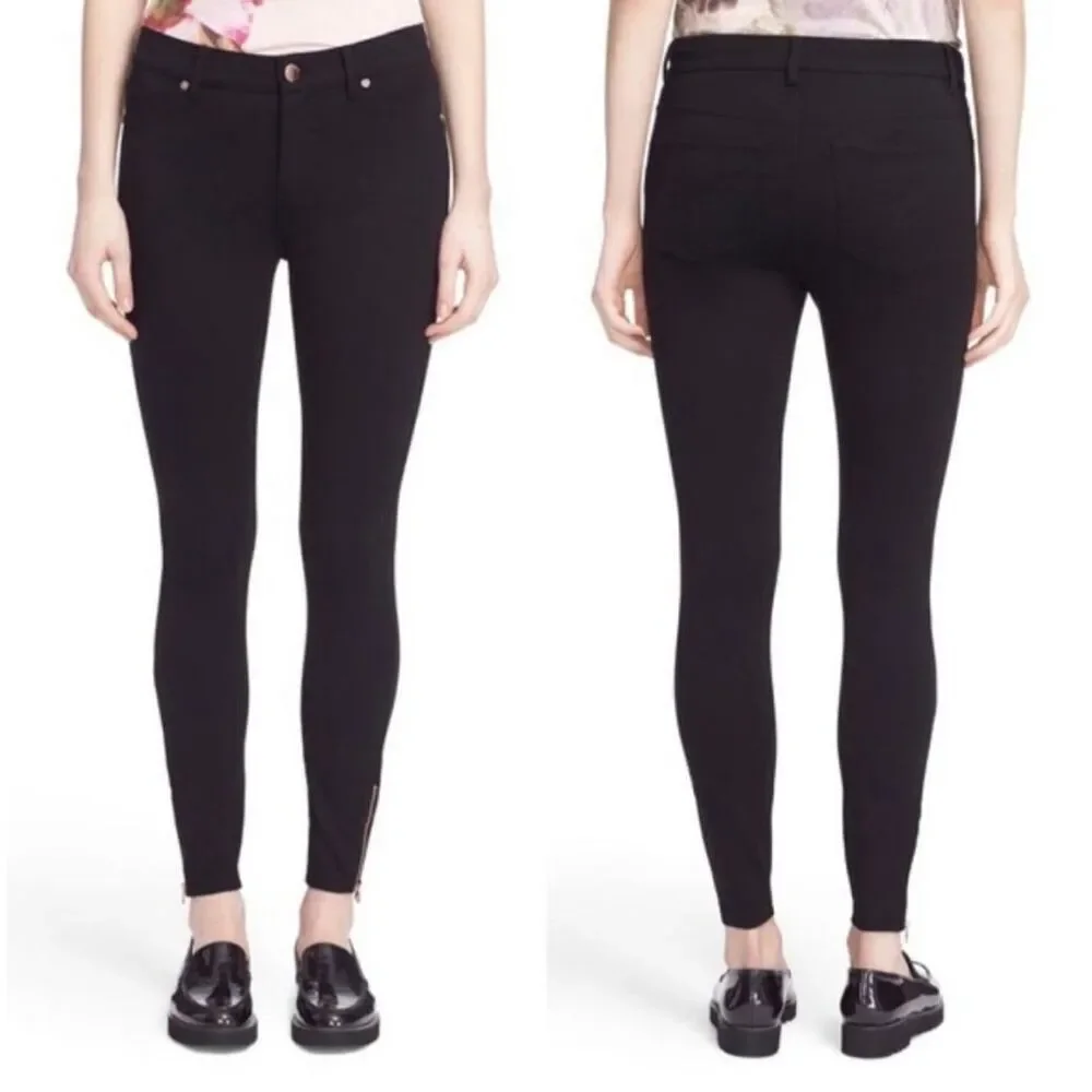 Ted Baker London 'Fioni' Black Zip Skinny Jeans size 2